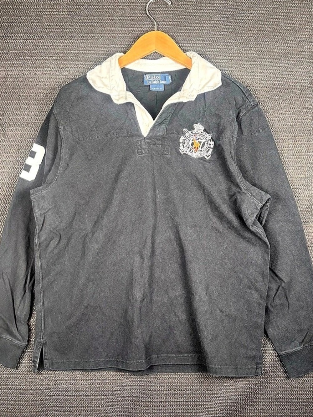 Vintage Polo by Ralph Lauren Long Sleeve Polo Black & White Size Medium